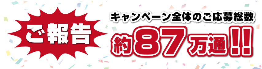 キャンペーン全体のご応募総数 約87万通